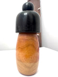 Handmade Japanese Kokeshi Wooden Doll, Burnt Wood Design, 9.5"