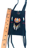 Small Handmade Medicine Leather Bag with Seed Bead Work