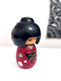 Vintage Japanese Kokeshi Wooden Doll, Signed Folk Art