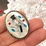 Vintage Zuni Sterling Silver Bird Inlay Ring, Size 6.5