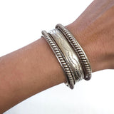 VTG Sterling Silver - NAVAJO TAHE Braided Statement Cuff Bracelet - 53 grams (B053)