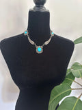Vintage Navajo Turquoise Sterling Silver Necklace, Jay Livingston