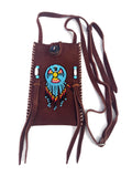 Small Handmade Medicine Leather Bag with Seed Bead Work