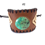 Adjustable Leather Chrysocolla Cuff Bracelet, Unisex
