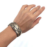 Vintage Sterling Silver & Gold Filled  Storyteller Cuff- Bracelet -By Jacob Kahe (B060)