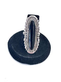 Vintage  Sterling Navajo Black Onyx Elongated Ring Size 7 (A059)