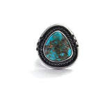 Size 6.75  Vintage Nevada Turquoise Sterling Silver Ring (A052)