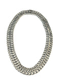 Vintage Mexican Sterling Silver Wide Woven Collar Statement Choker Necklace 45 Gr.