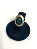 Size 6 Vintage Sterling Silver Southwestern Green Turquoise Shadow Box Ring A034