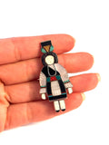 Vintage Native American Zuni Madeline Beyuka Sterling Silver Maiden Multi Stone Inlay Ring, 9 Grams