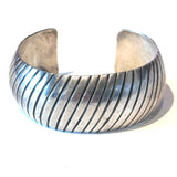 Vintage Navajo Harris Joe  Solid Sterling Silver Stamped Cuff Bracelet (B056)