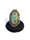 Navajo Bennie Ration Natural Turquoise And Sterling Silver Signed Ring, Sz 7.5