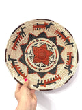 13” Shallow Woven Basket, Southwestern Style Decor