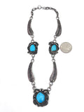 Vintage Navajo Turquoise Sterling Silver Necklace, Jay Livingston