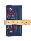 Leather Trifold Wallet, Embroidered Design Wallet With Check Book Slit