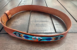 Leather Hat-band with Beaded Work, Adjustable, Cowgirl / Cowboy Hat Accessory