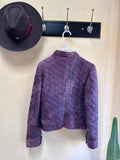 Vintage Purple Genuine Leather Jacket, Quilted, Size 36/M