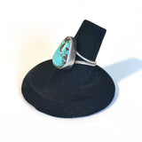 Size 6.75  Southwestern Sterling Silver & Turquoise Ring. (A057)