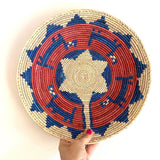 13" Shallow Woven Basket, Southwestern Decor