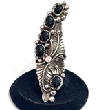 Size 6, Vintage Native American Statement Sterling Silver Ring with Onyx Stones