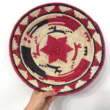 Southwestern Woven Basket, Geometric Bohemian Decor, 14 inch