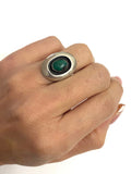 Size 6 Vintage Sterling Silver Southwestern Green Turquoise Shadow Box Ring A034