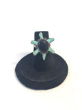 Vintage Sterling Silver, Turquoise, & Onyx Detailed Turtle Ring, Size 4.5