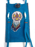 Small Handmade Medicine Leather Bag with Seed Bead Work