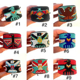 Unisex Leather Beaded Wide Cuff Bracelet With Adjustable Strap/ Bead Work Design