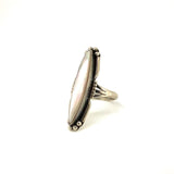 Sz 7.5 Vintage Mother of Pearl, Sterling Silver Ring By Anna Begay, Navajo
