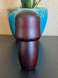 Vintage Japanese Wooden Kokeshi Doll, Hand-Painted Floral Kimono