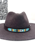 Leather Hat-band with Beaded Work, Adjustable, Cowgirl / Cowboy Hat Accessory