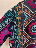 Uzbek Vintage Fully Embroidered Kimono Coat Size L/XL , Suzani Robe Dress