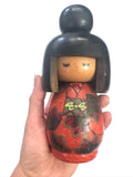 7" Kokeshi Doll /Japanese Art/ Wood Carved Girl Doll, Limited Rare