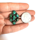 Sz 8.25 Vintage Sterling Silver &  Royston Turquoise Cluster Ring (A011)