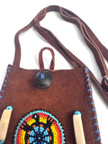 Small Handmade Medicine Leather Bag with Seed Bead Work