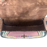 Mexican Tooled Leather Shoulder Bag/ Adjustable Strap, Boho Bag