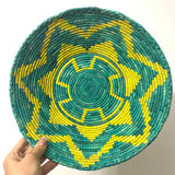 Woven Southwestern Basket, Geometric Bohemian Decor (12.5")