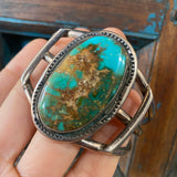 53 Gr. Vintage Native American Royston Gem Quality Turquoise Sterling Silver Cuff Bracelet B024