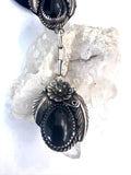 Vintage Navajo Sterling and Onyx Slave Bracelet, Ring Size 6.75  Signed Y
