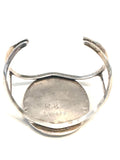 Vintage Cardinal Inlay Native American Sterling Silver Mother of Pearl Cuff Bracelet, 32 Grams