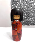 7.5” Usaburo Kokeshi Doll /Japanese Art/ Wood Carved Girl Doll