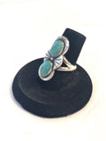Size 6.5 Sterling Silver Turquoise Double Gemstone Ring