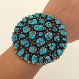 Huge Vintage Native American Navajo Kingman Nugget Turquoise Cuff Bracelet.