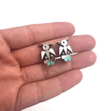 Vintage Zuni Sterling silver channel inlaid bird clip-on earrings