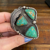 Vintage Navajo Sterling Silver Green Nevada Turquoise Cuff/Bracelet B008