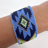 Beaded Wide Bracelet, Multi-Color Tiny Beads, Tribal Jewelry