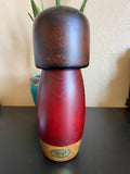 Large Usaburo Kokeshi Doll, Hand-Painted Wooden Folk Art (9.5")