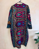 Uzbek Vintage Fully Embroidered Kimono Coat Size L/XL , Suzani Robe Dress