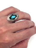 Sz 7 Vintage Native American Sterling Silver Shadow Box Turquoise Ring